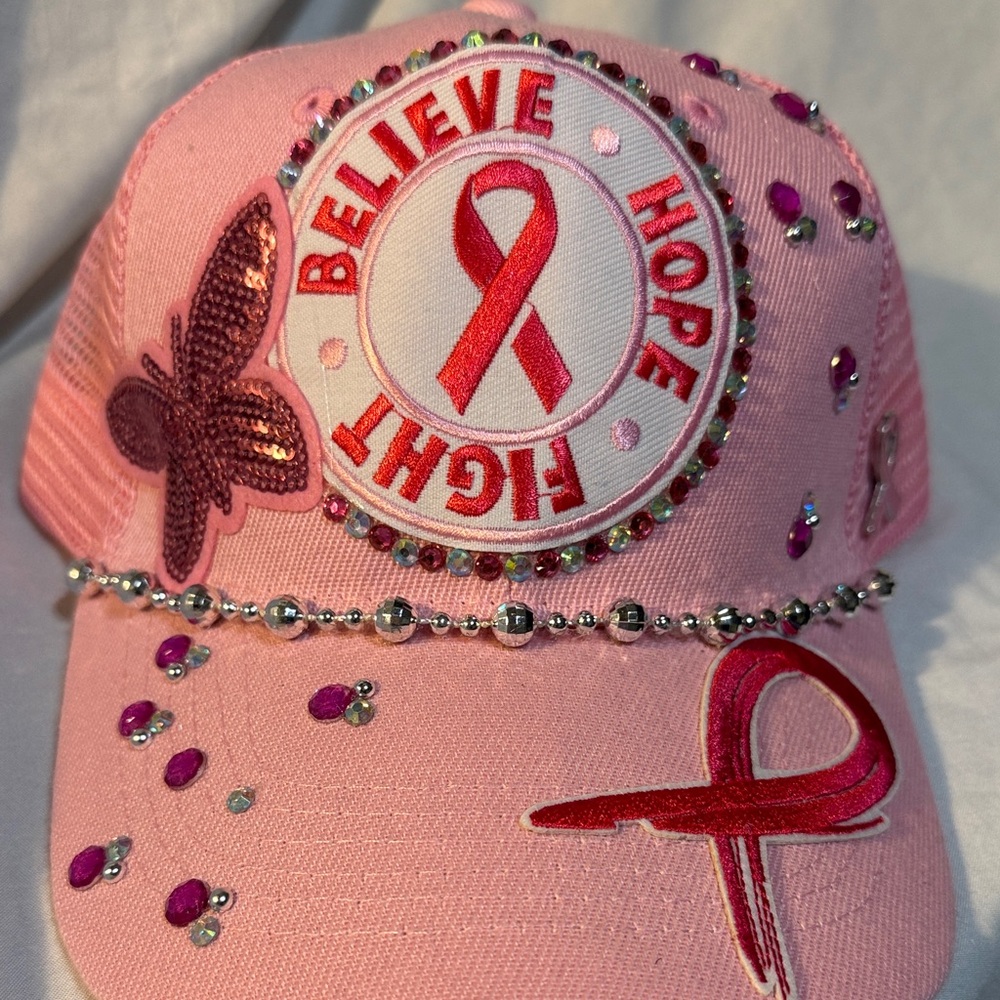 Custom Pink 'Believe Hope Fight' Breast Cancer Awareness Cap